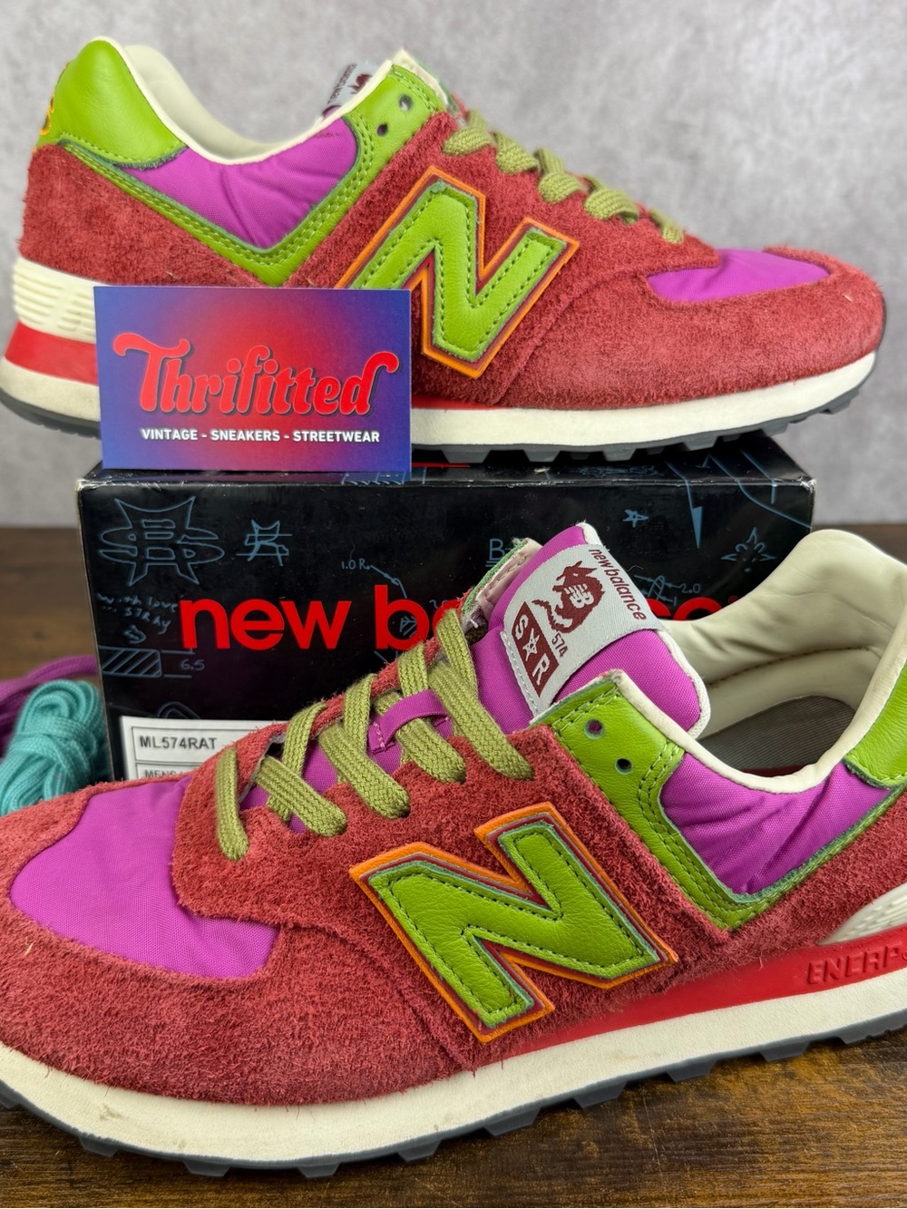 New Balance 574 x Stray Rats Red Size 8.5 ML574RAT Colorful Men’s Shoes OG Rare
